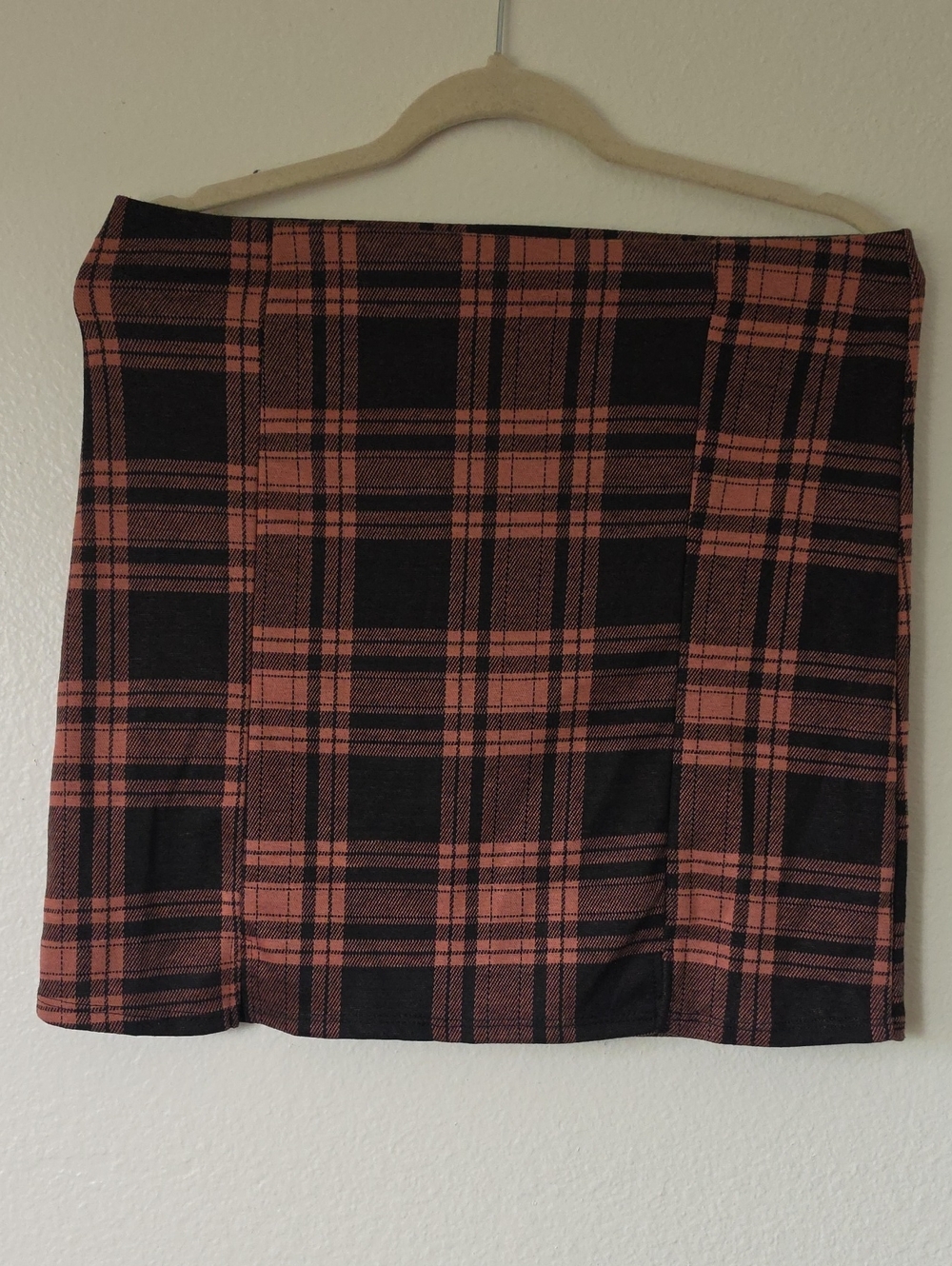 Plaid Mini Skirt in Black and Rust